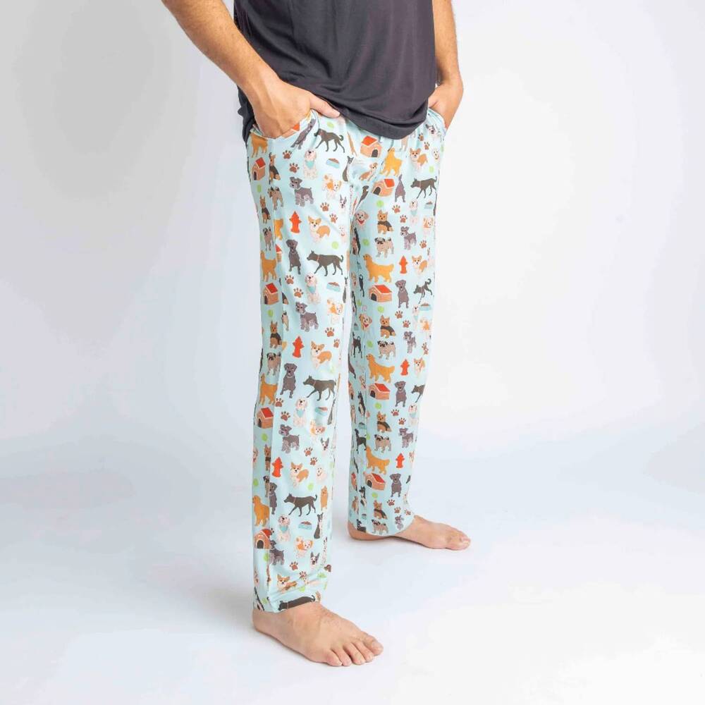 NEW EMERSON AND FRIENDS dogs bark bamboo relaxed lounge pajama pants in blue mul